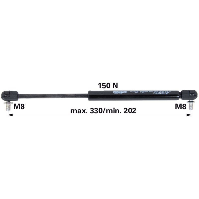 Gasdruckfeder 150 N, Länge 330 mm anstelle von Steyr 1-34-702-875