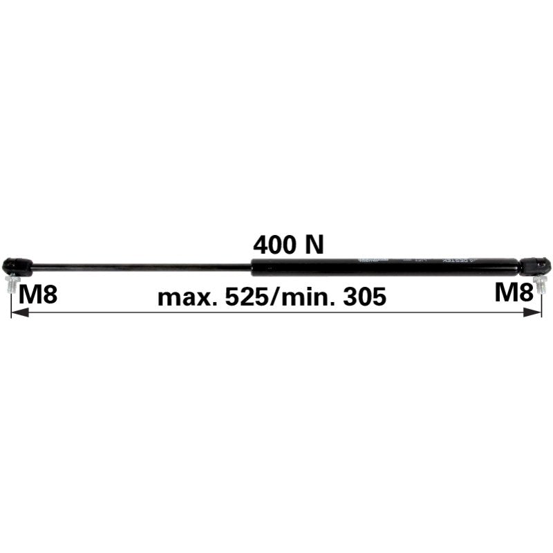 Gasdruckfeder für Motorhaube, 400 N, Länge 525 mm anstelle von Steyr 1-99-976-067