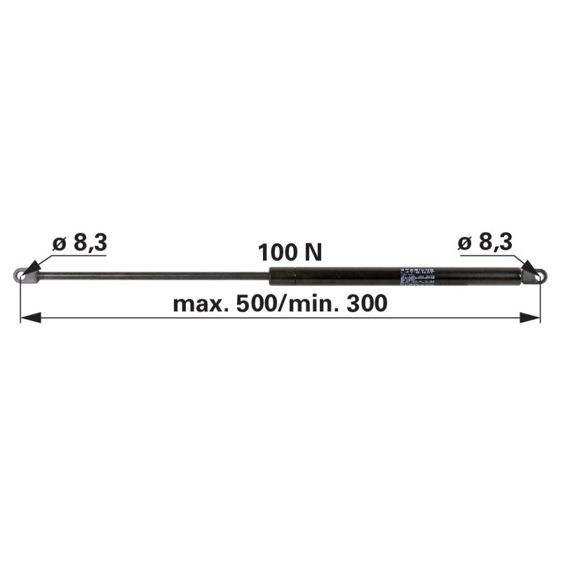 Gasdruckfeder für Heckscheibe, 100 N, Länge 500 mm anstelle von Steyr 1-99-976-051