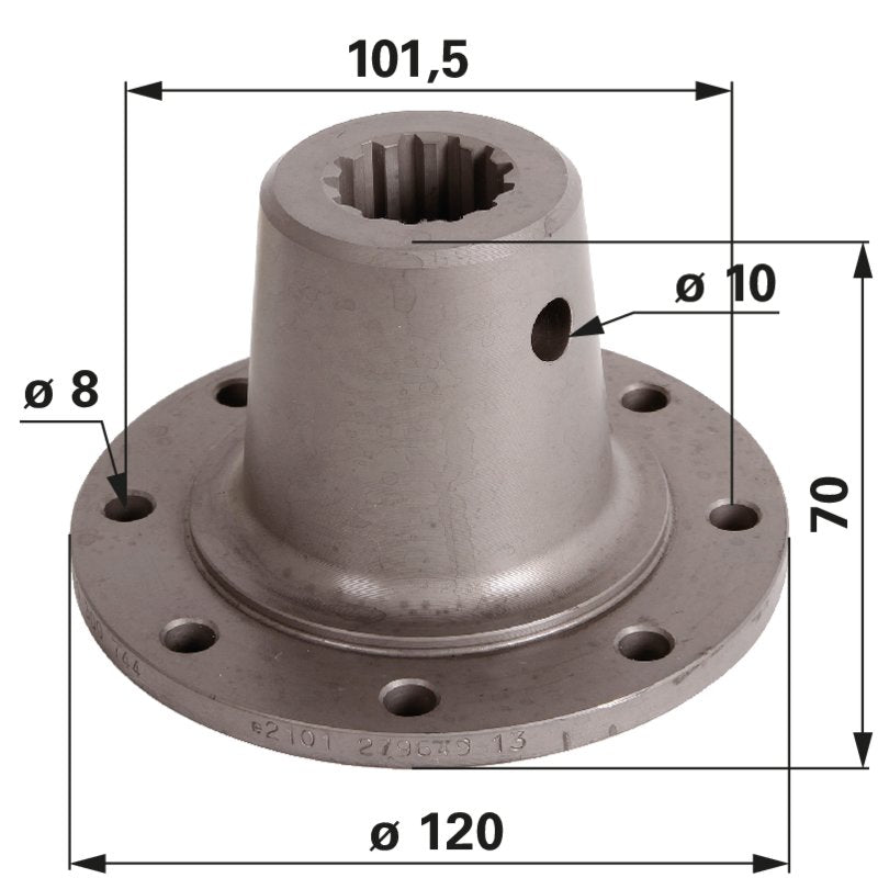 Schiebemuffe für Allradwelle ZF APL-1351, 70 x 120 mm, 13 Zähne anstelle von Steyr 133700310014