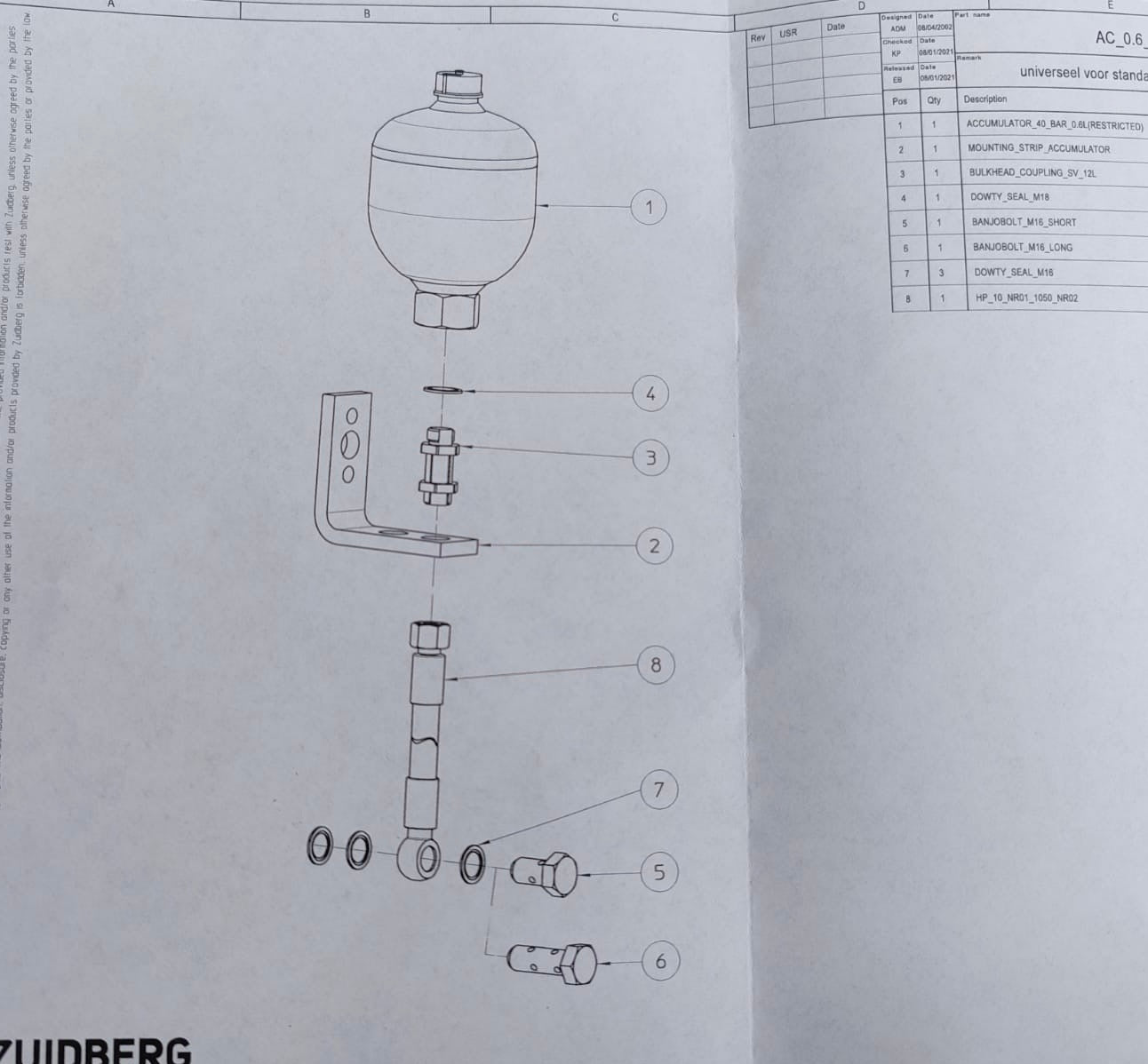 Zuidberg Druckspeicher Satz / Schwingungsdämpfung