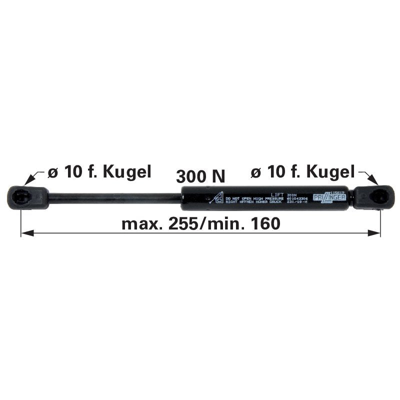Gasdruckfeder 300 N, Länge 255 mm anstelle von Steyr 149800210730