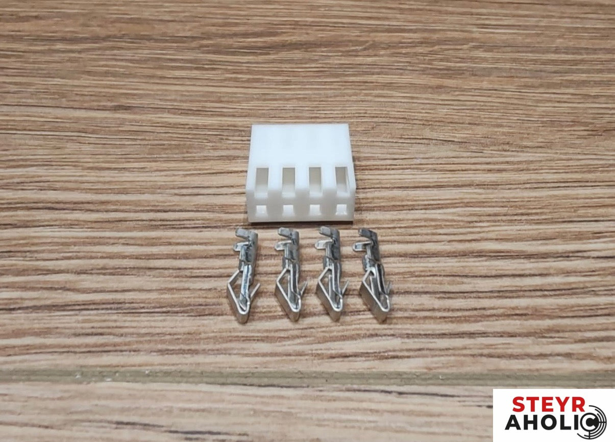 Stecker 4-polig + Crimpkontakte 135700770231 + 135700770225