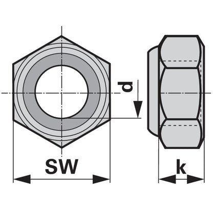 Stoppmutter M22 x 1,5 mm, Güte 10, mit Feingewinde Stahl verzinkt, DIN986