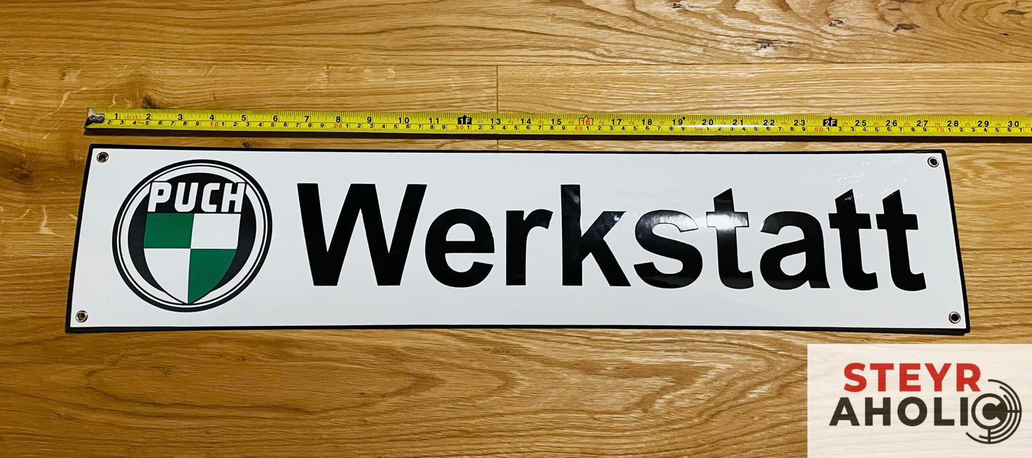 Puch Werkstatt Emailschild XL