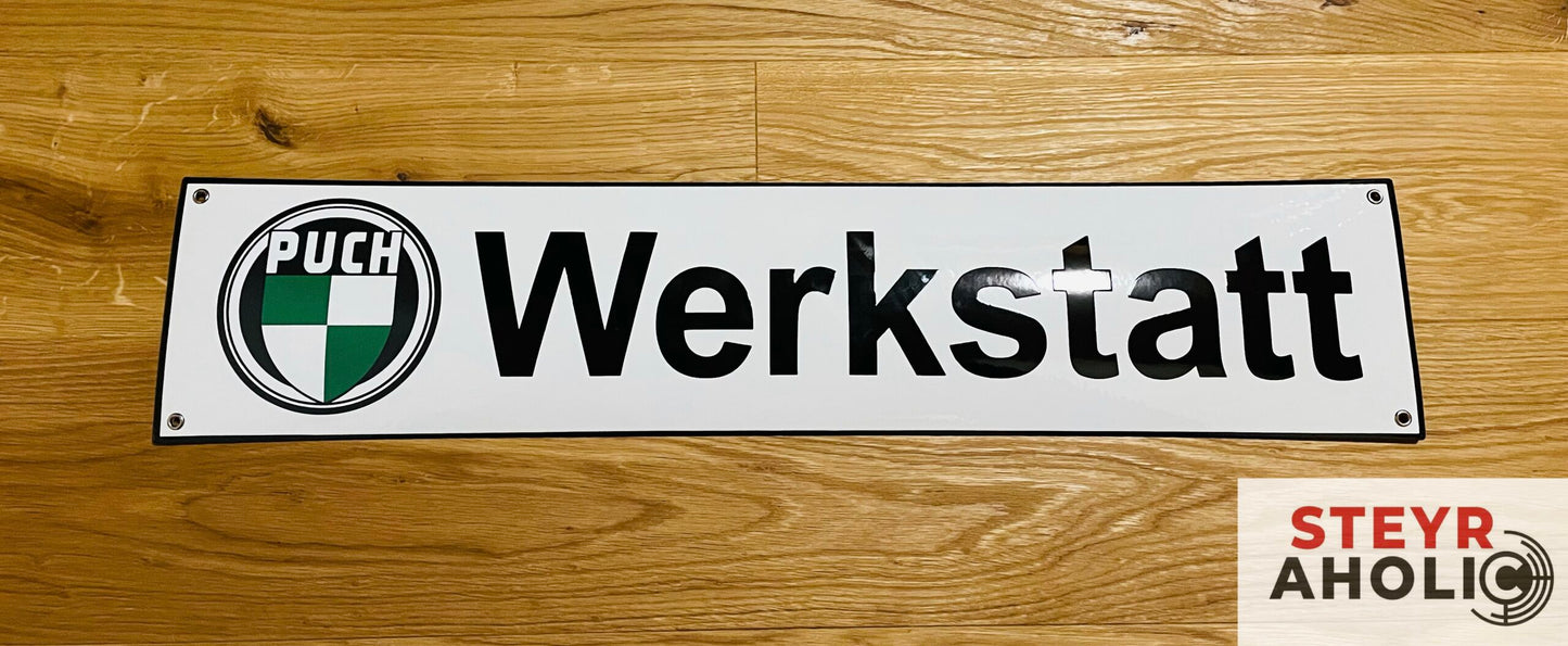 Puch Werkstatt Emailschild XL